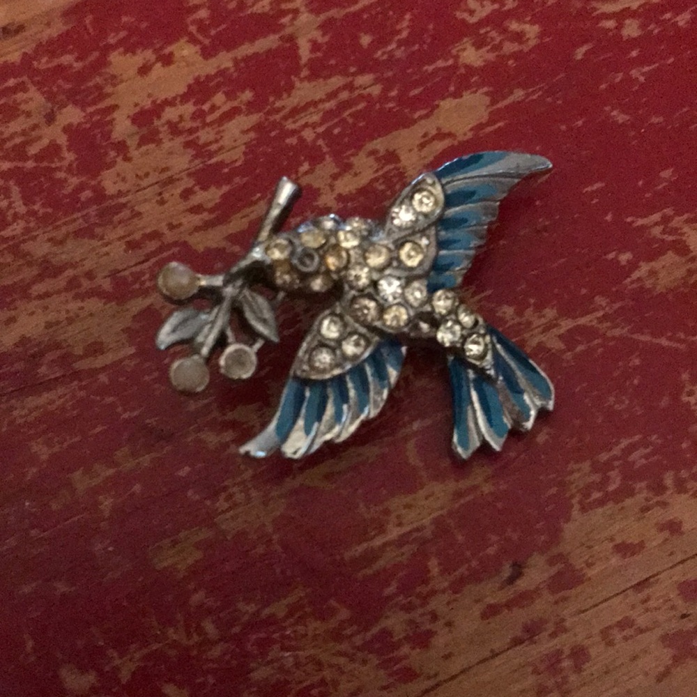 Vintage Metal Bird with Branch Brooch Very Cute!